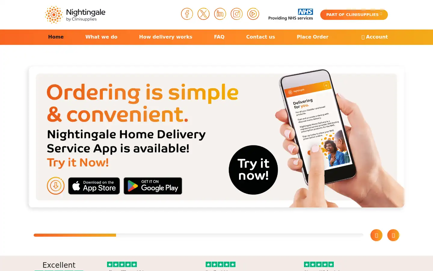 Screenshot of nightingaledelivery.co.uk