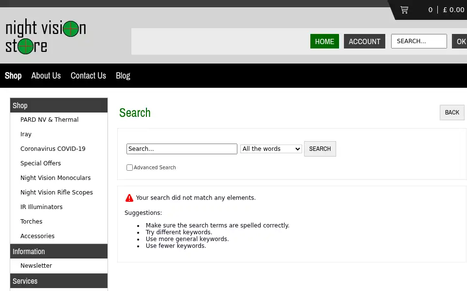 Screenshot of nightvisionstore.co.uk