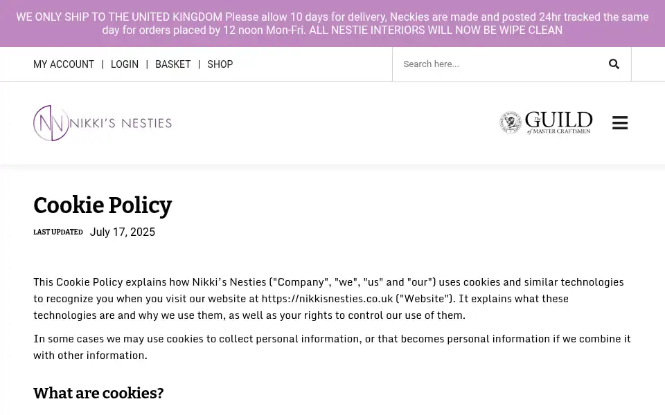 Screenshot of nikkisnesties.co.uk