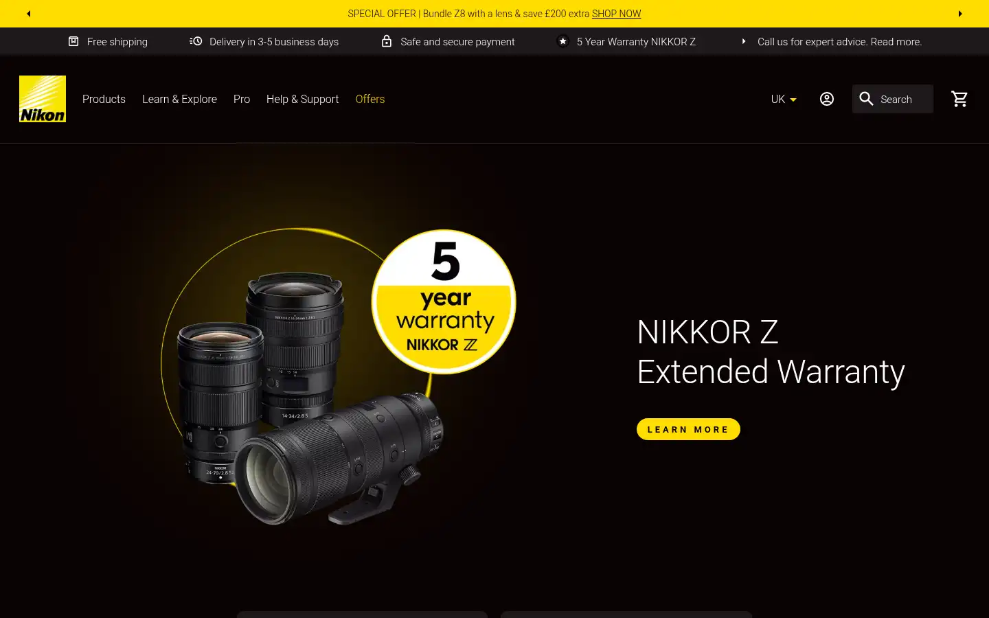 Screenshot of nikon.co.uk