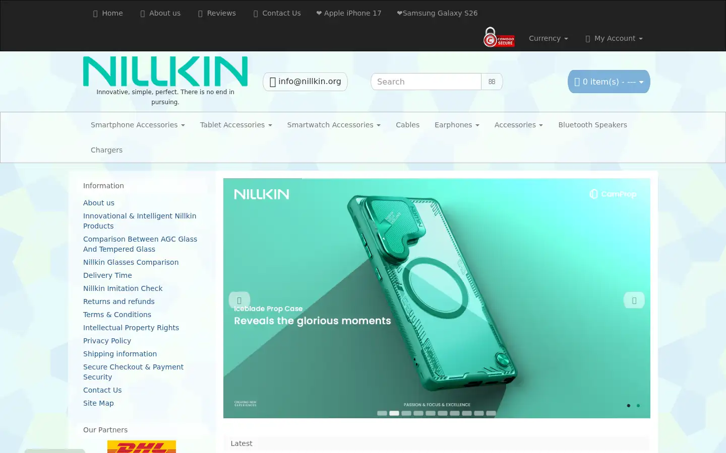 Screenshot of nillkin.org