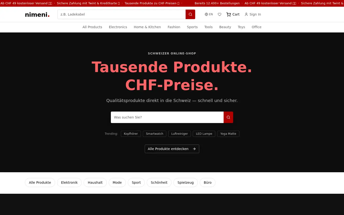 Screenshot of nimeni.ch