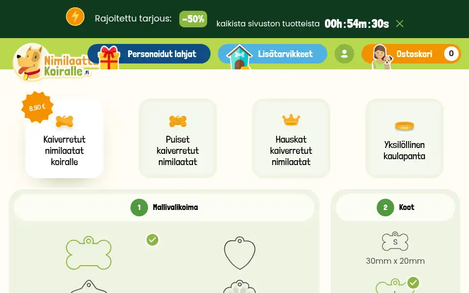 Screenshot of nimilaattakoiralle.fi