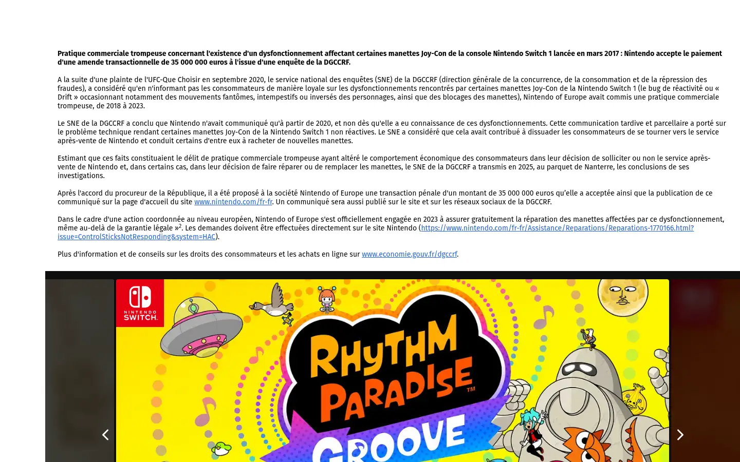 Screenshot of nintendo.com