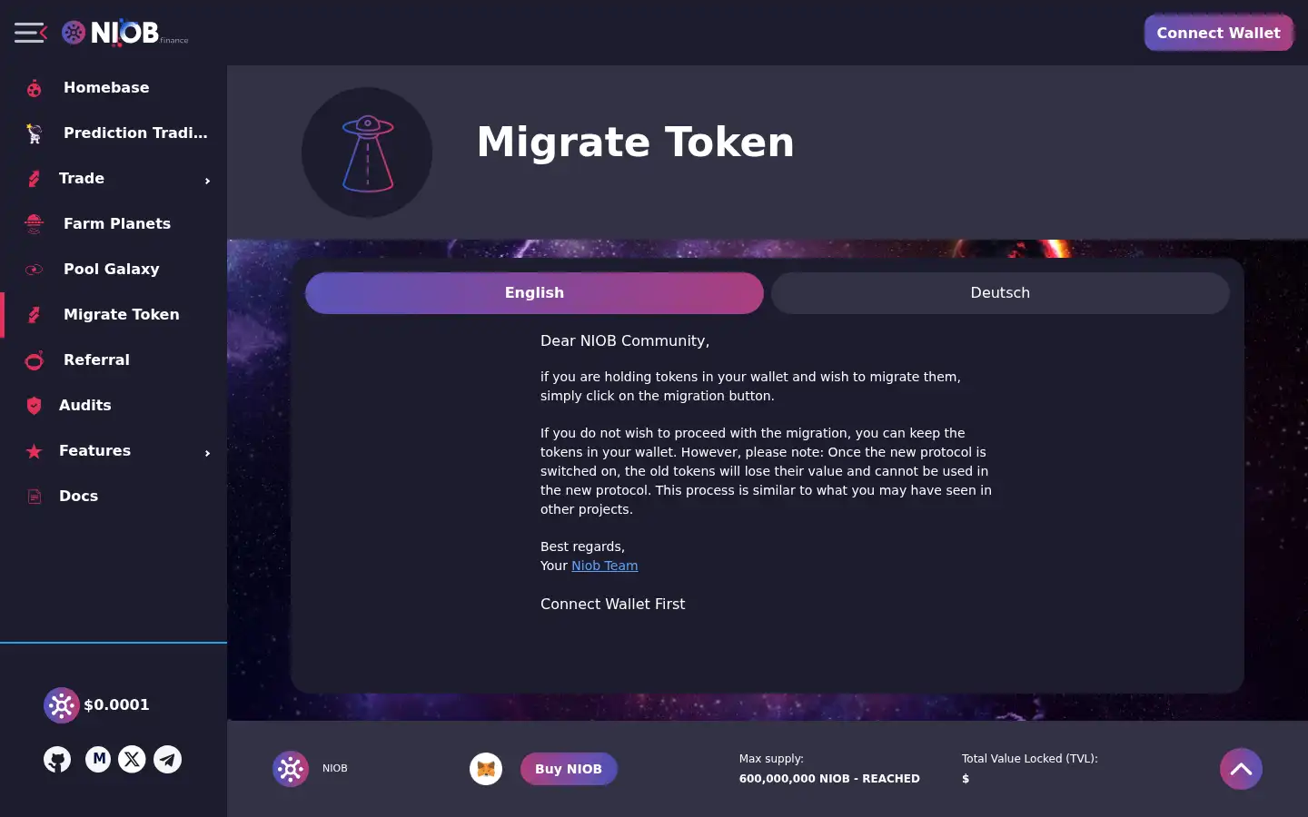 Screenshot of niob.app
