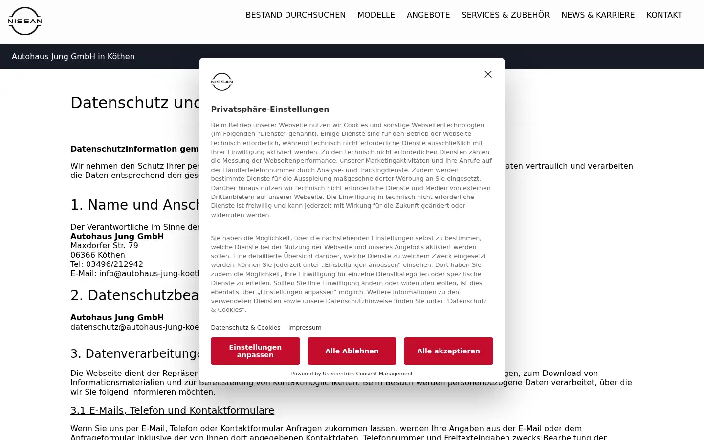 Screenshot of nissan-jung-koethen.de