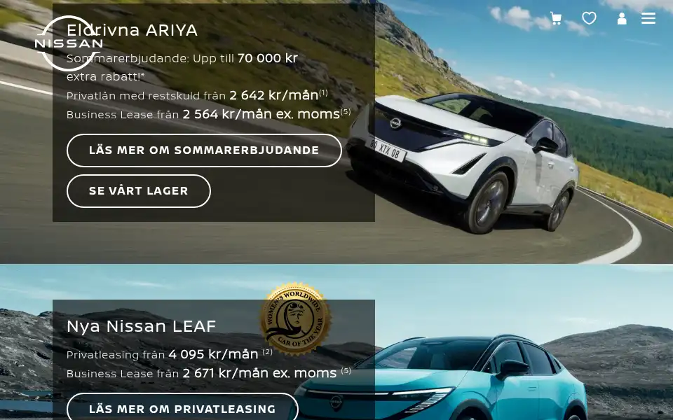 Screenshot of nissan.se