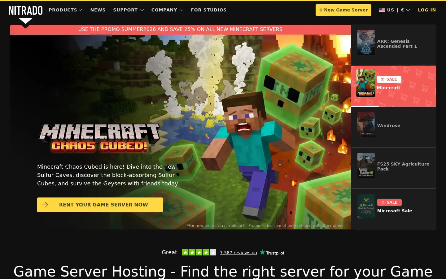 Screenshot of nitrado.net