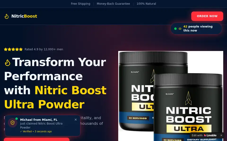 Screenshot of nitricboost-us.lovable.app