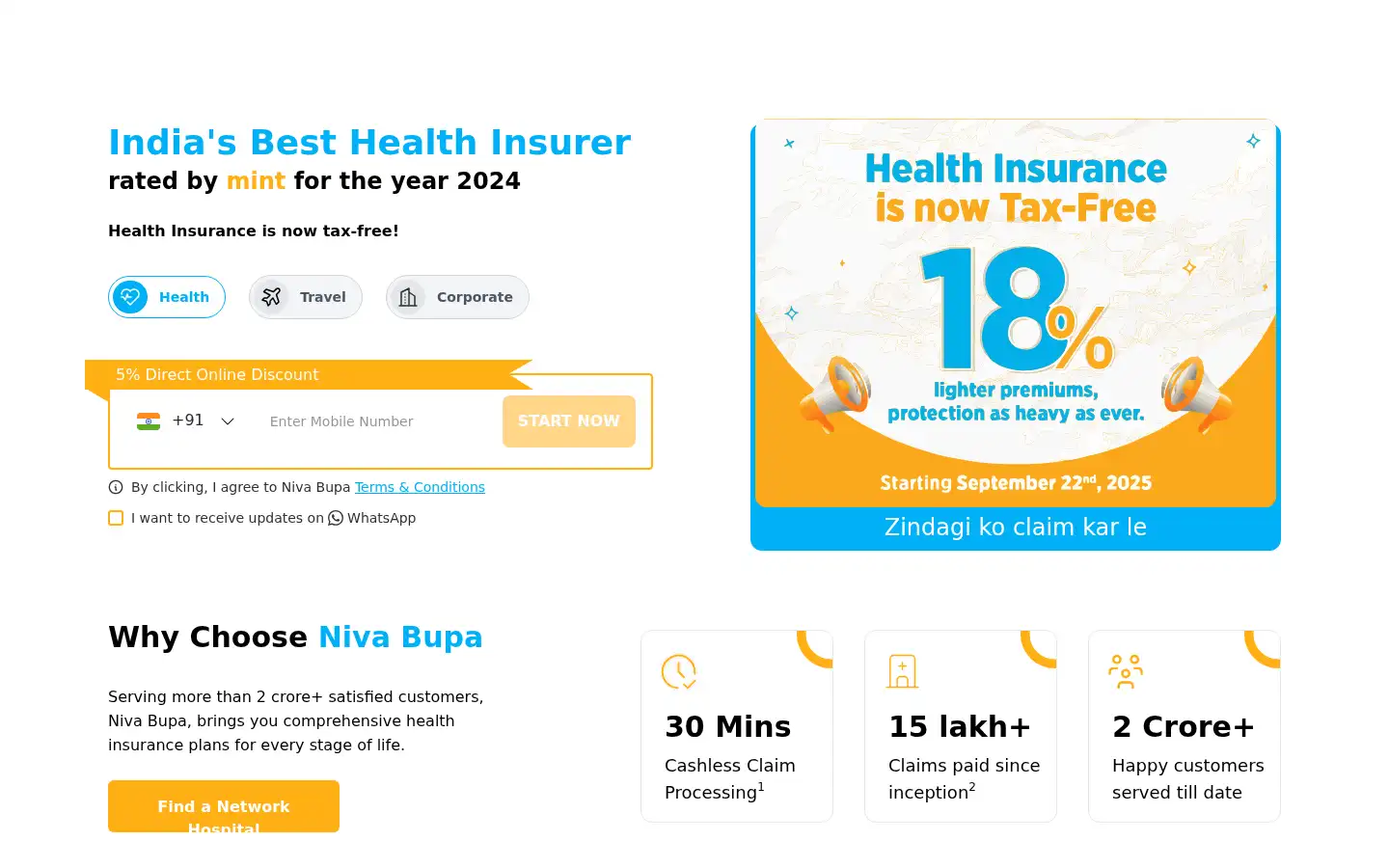 Screenshot of nivabupa.com