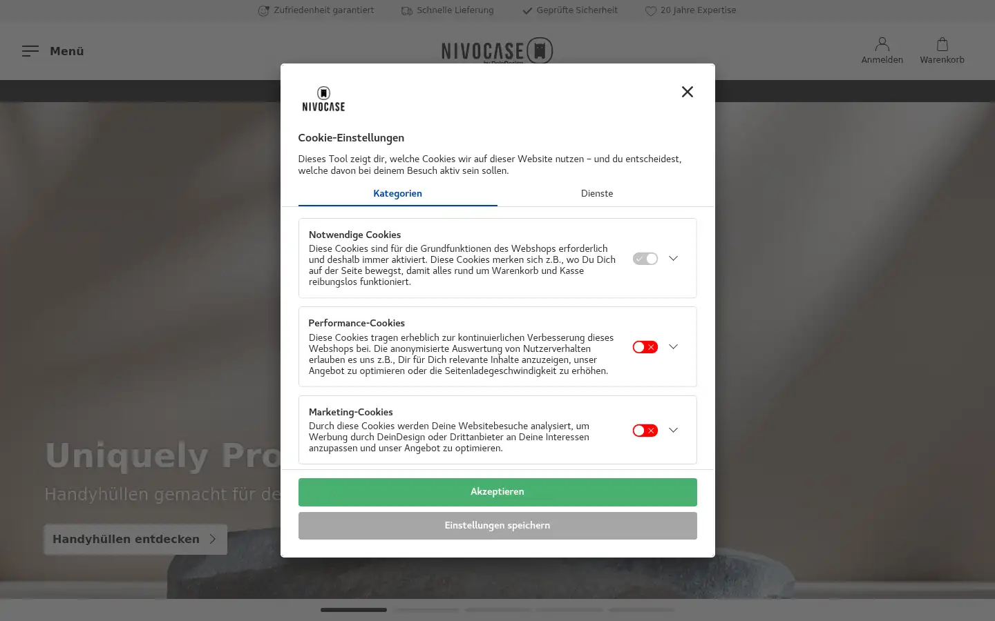 Screenshot of nivocase.de