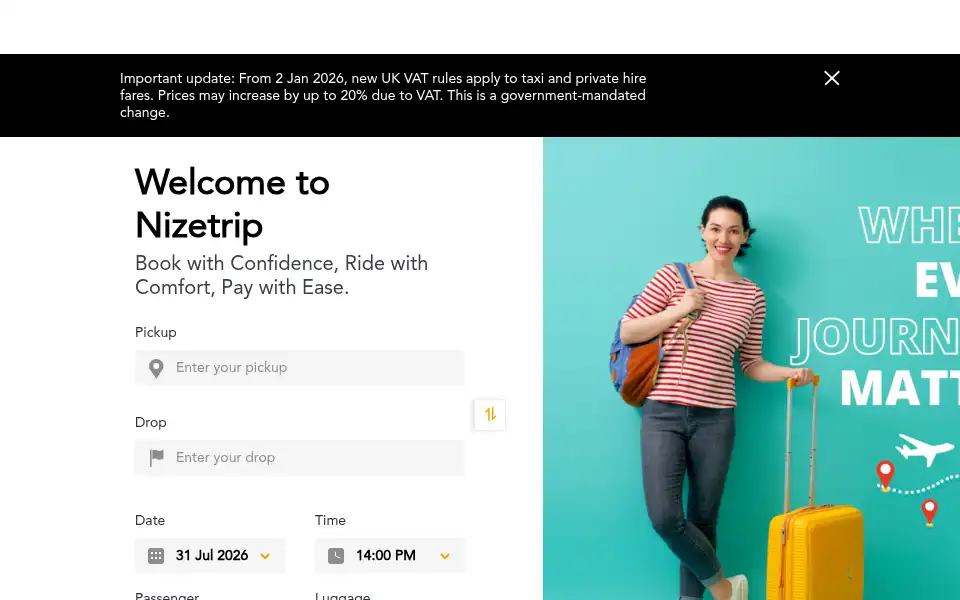 Screenshot of nizetrip.com
