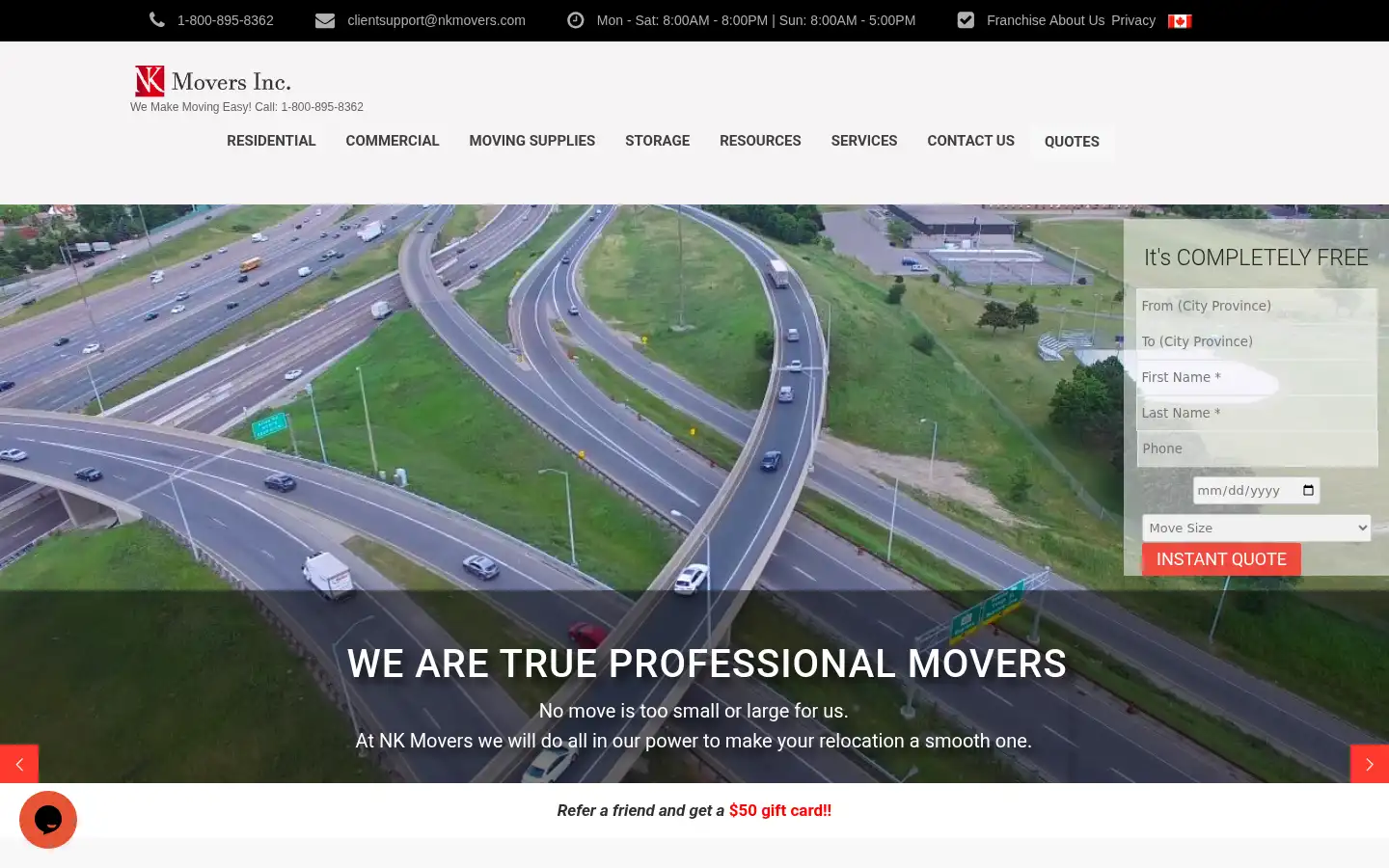 Screenshot of nkmovers.com