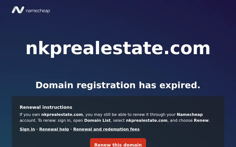 Screenshot of nkprealestate.com