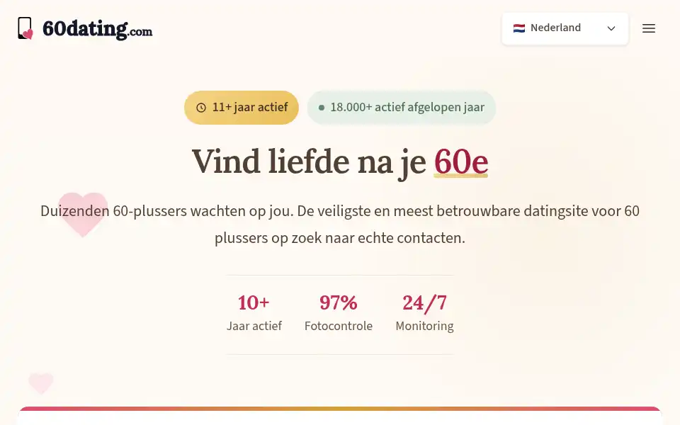 Screenshot of nl.60dating.com