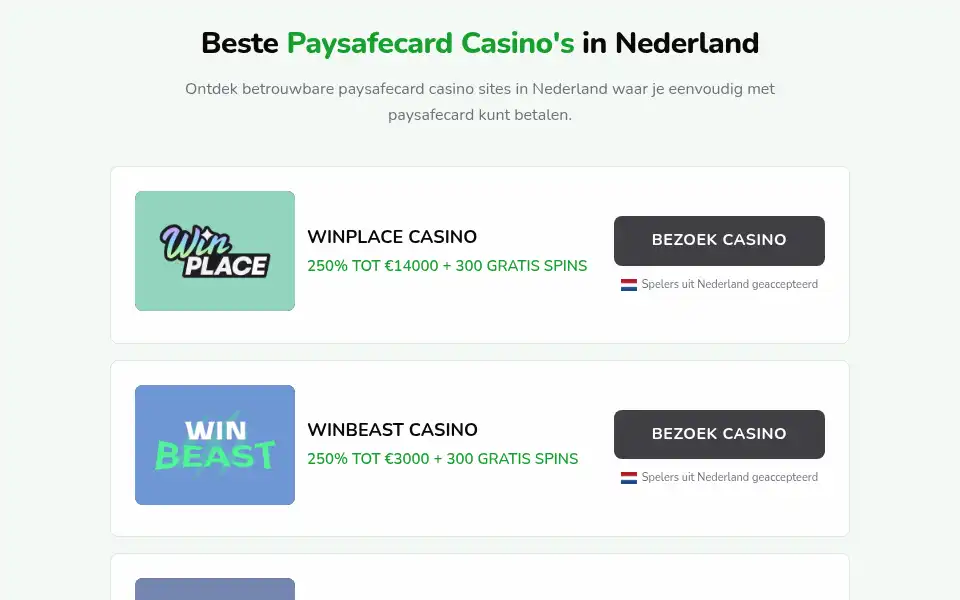 Screenshot of nlpaysafecardcasinos.com
