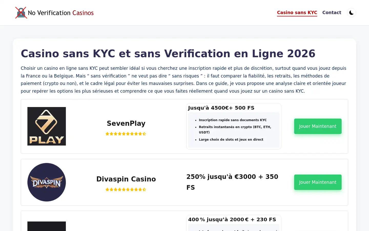 Screenshot of no-verification-casinos.org