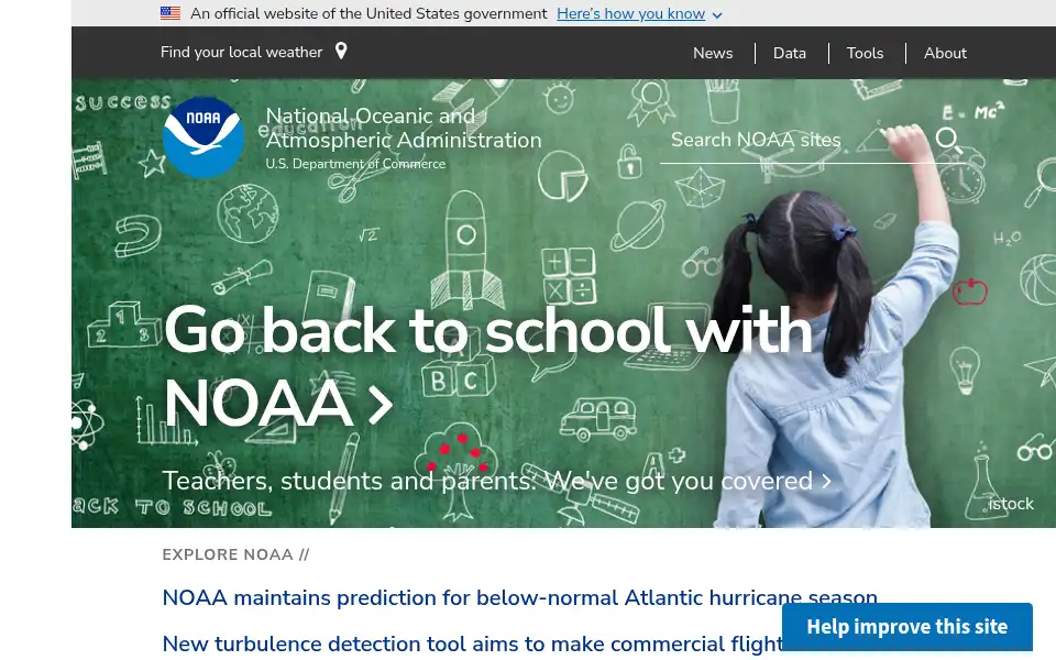 Screenshot of noaa.gov