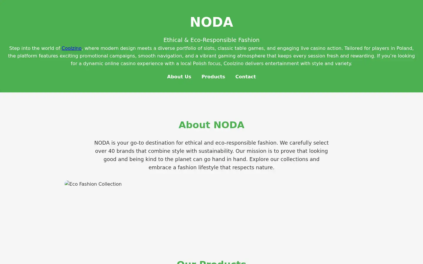 Screenshot of nodaclothing.com