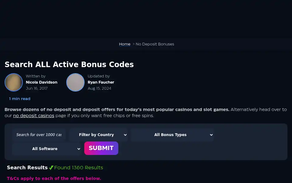 Screenshot of nodepositbonus.cc
