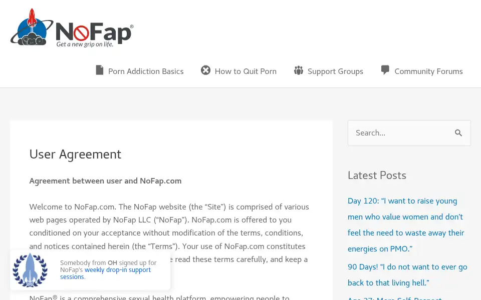 Screenshot of nofap.com