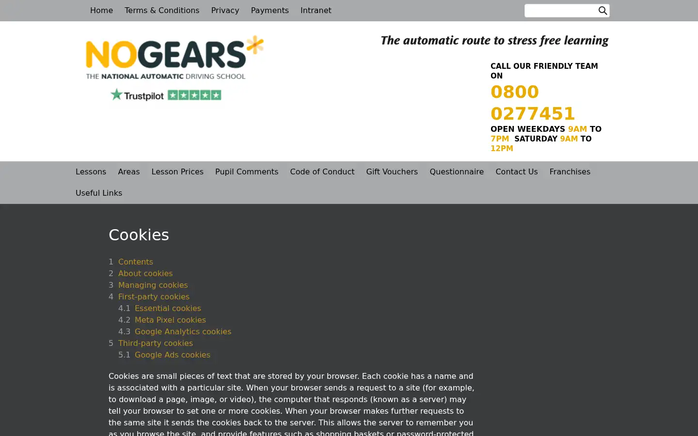 Screenshot of nogearsdrivingschool.co.uk