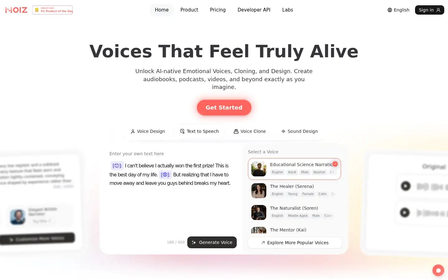 Screenshot of noiz.ai