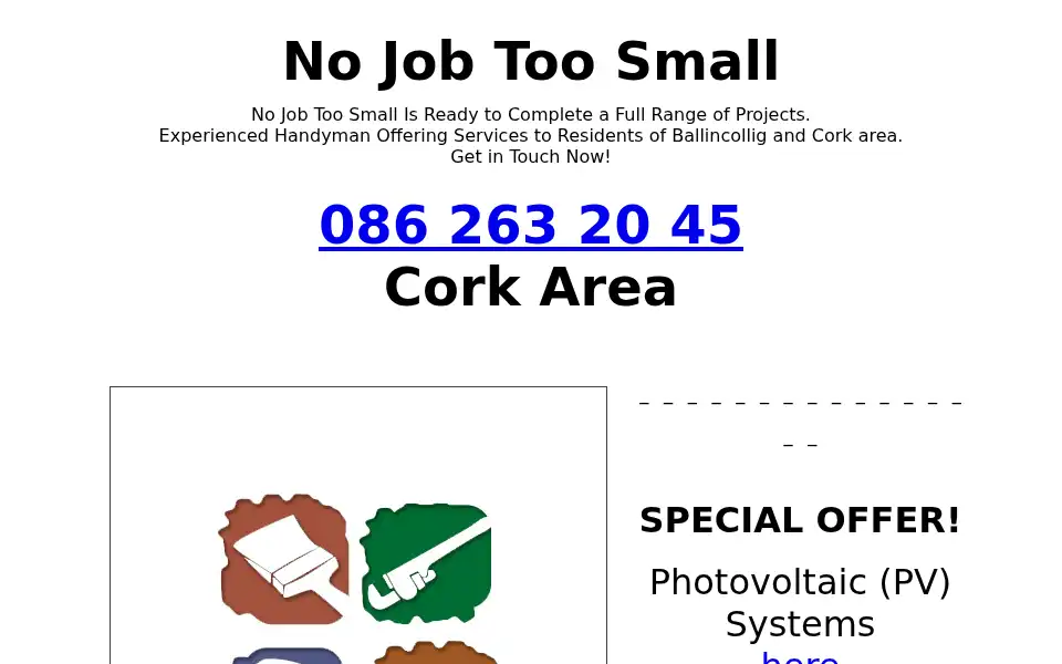 Screenshot of nojobtoosmall.ie