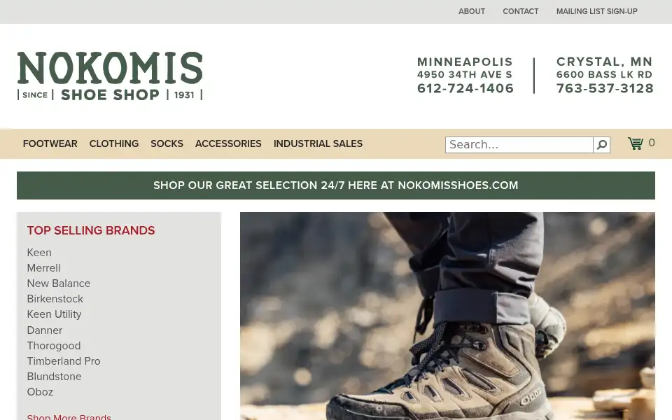 Screenshot of nokomisshoes.com