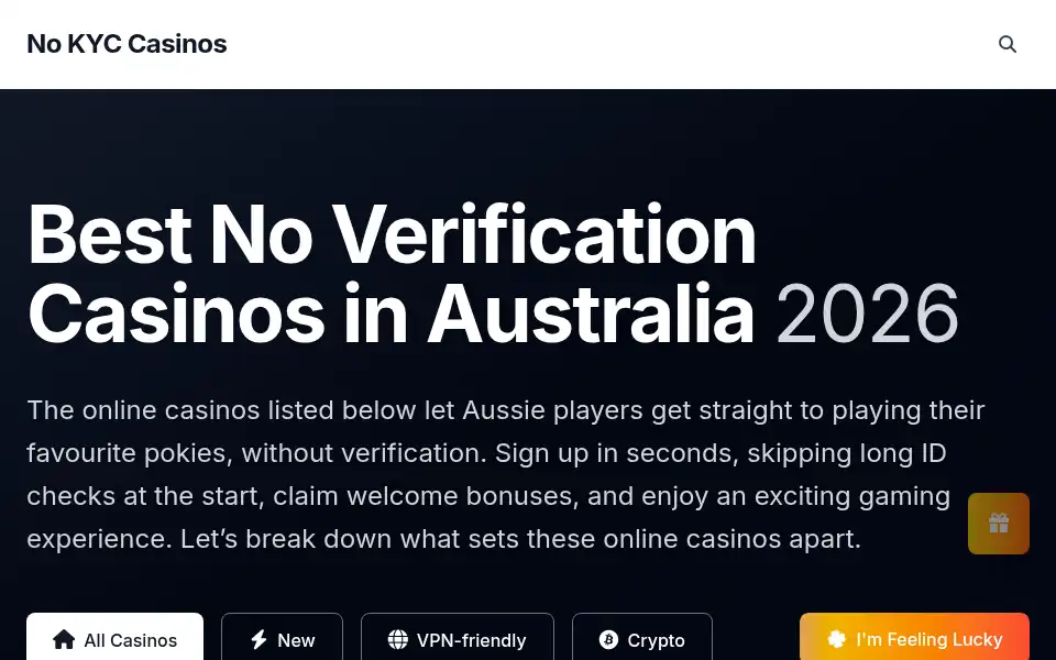 Screenshot of nokyccasinosau.org