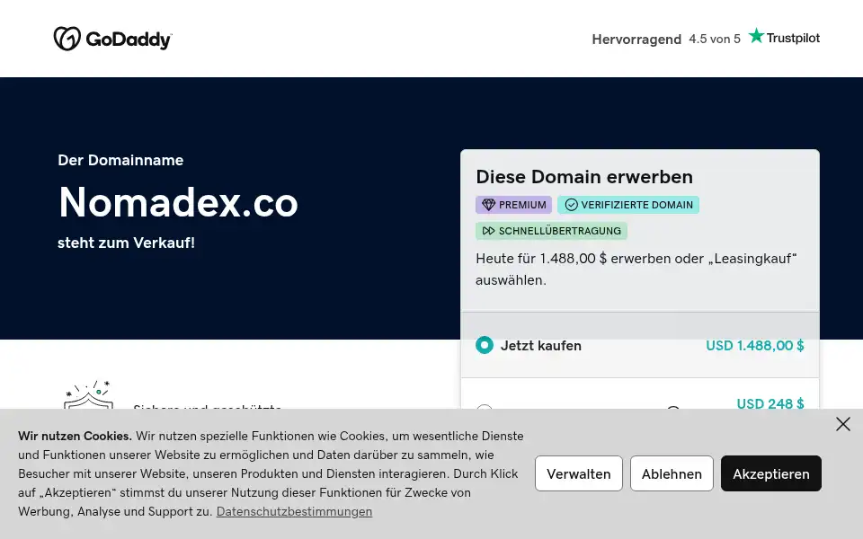 Screenshot of nomadex.co