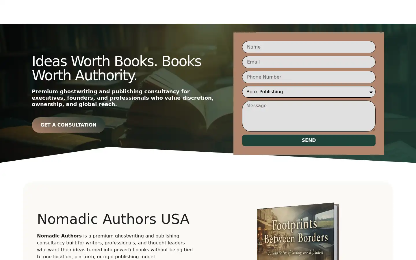 Screenshot of nomadicauthorsusa.com