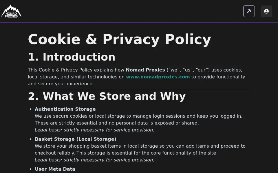 Screenshot of nomadproxies.com