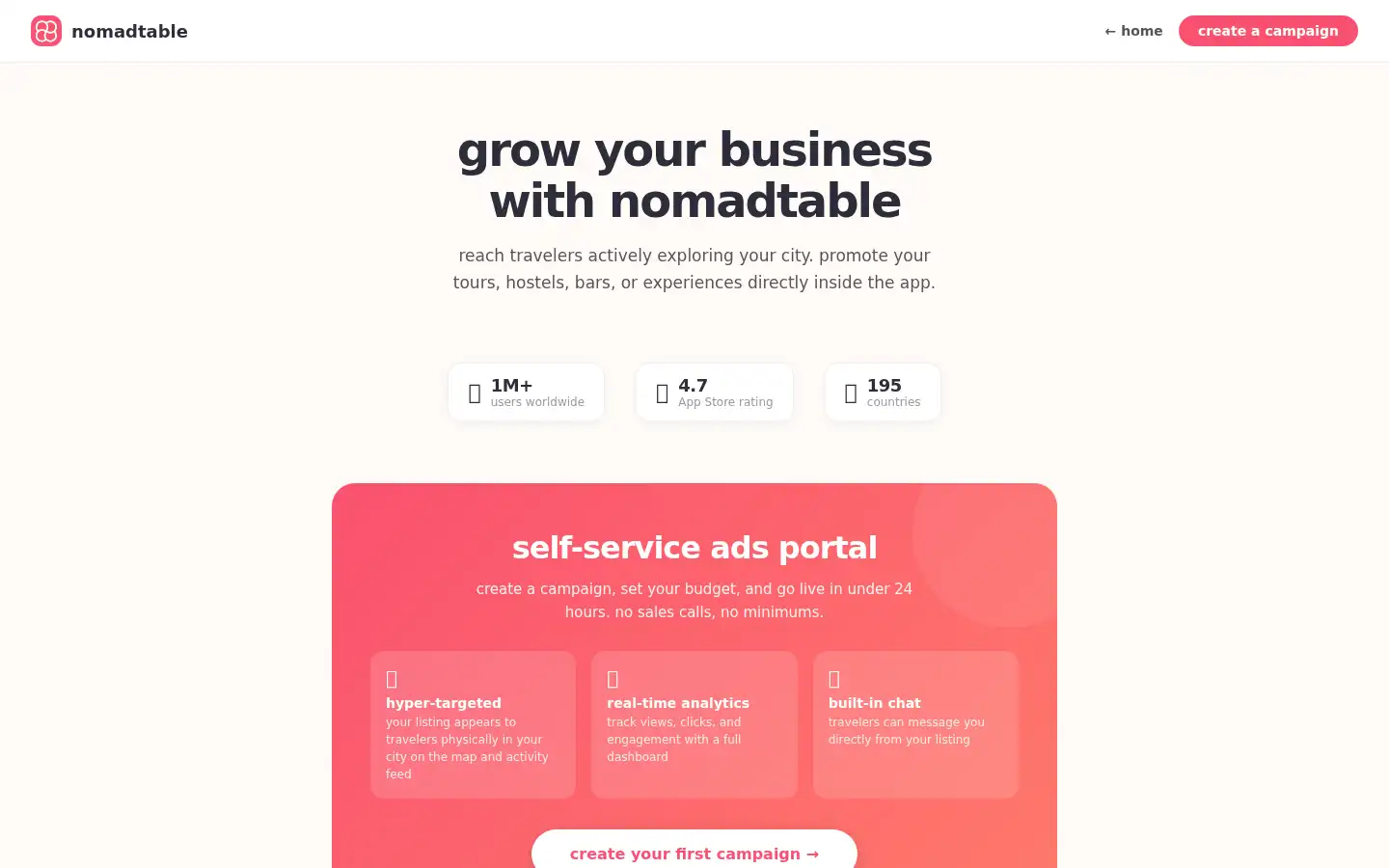 Screenshot of nomadtable.app