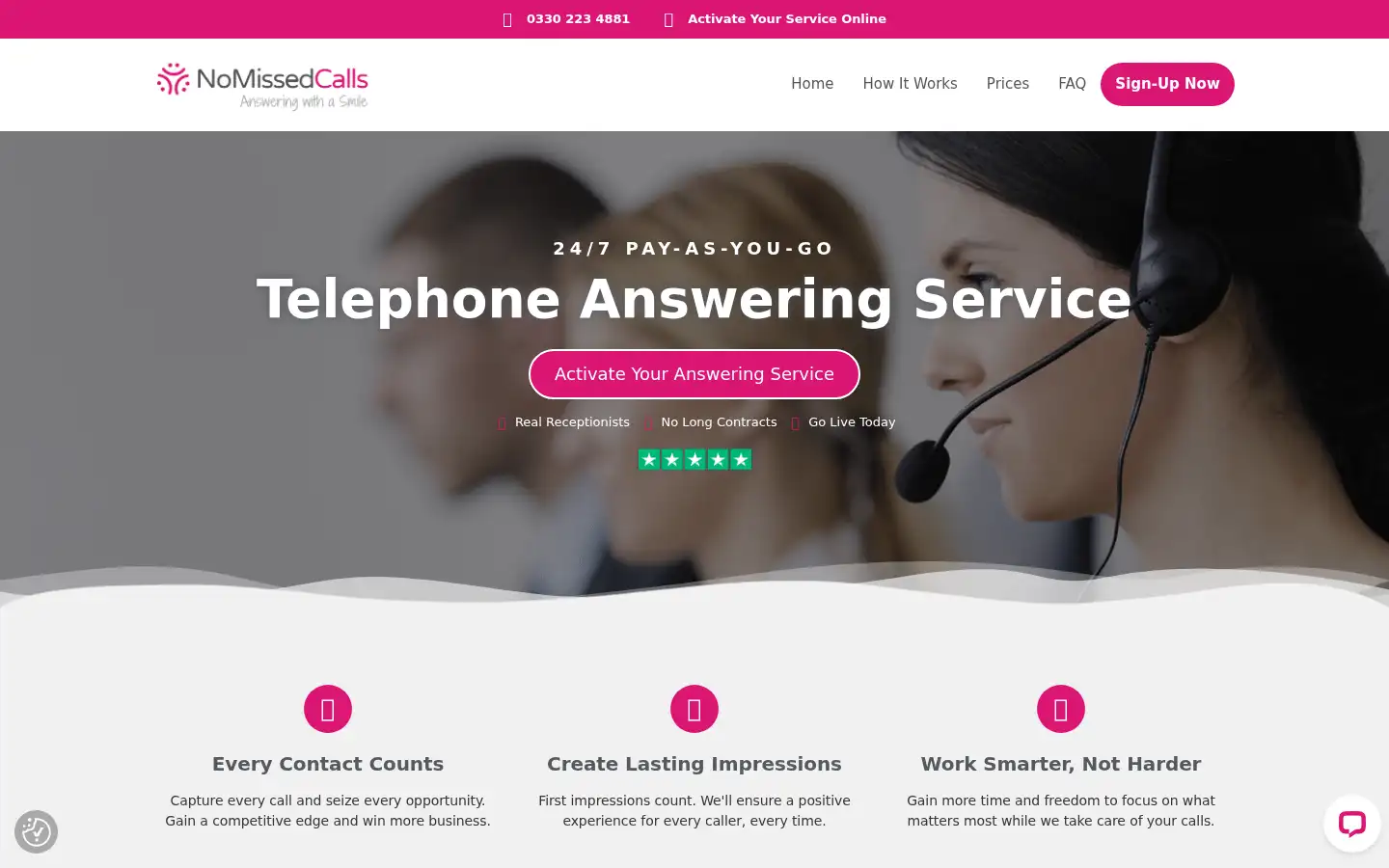 Screenshot of nomissedcalls.co.uk