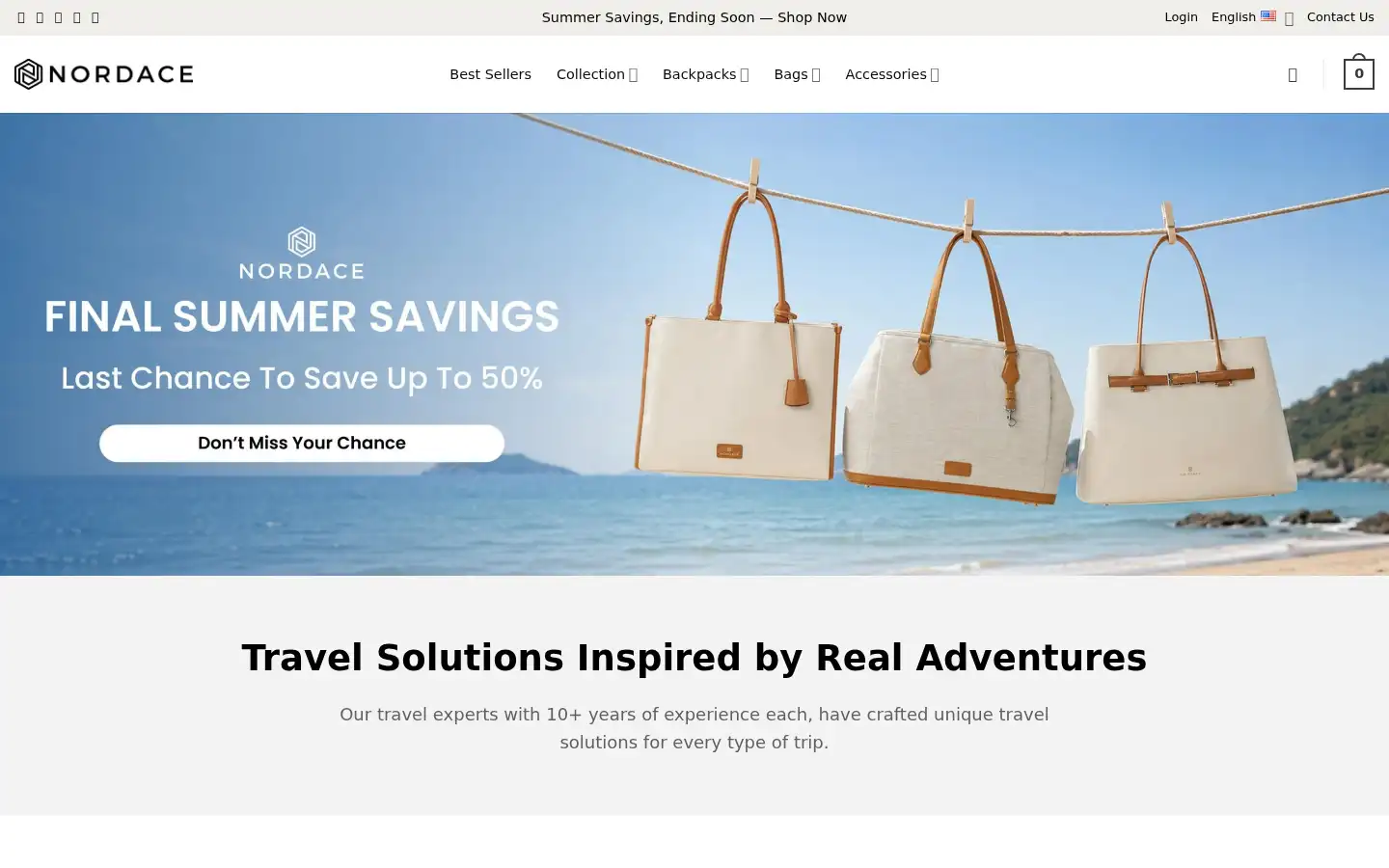 Screenshot of nordace.com