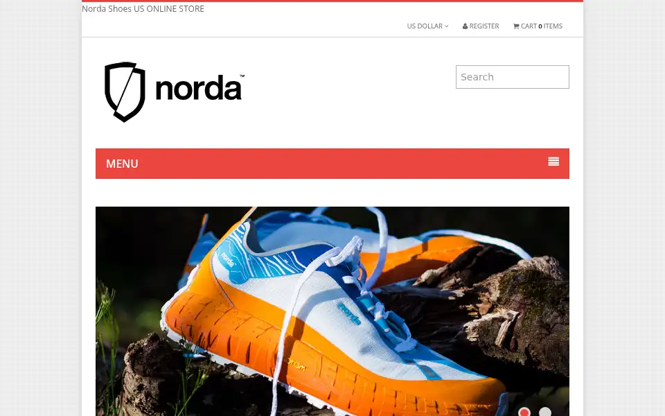 Screenshot of nordashoes.com