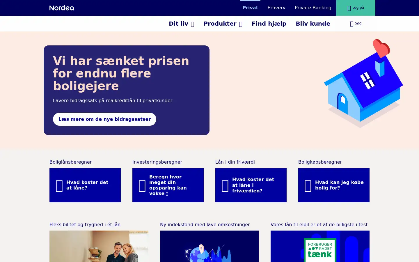 Screenshot of nordea.dk