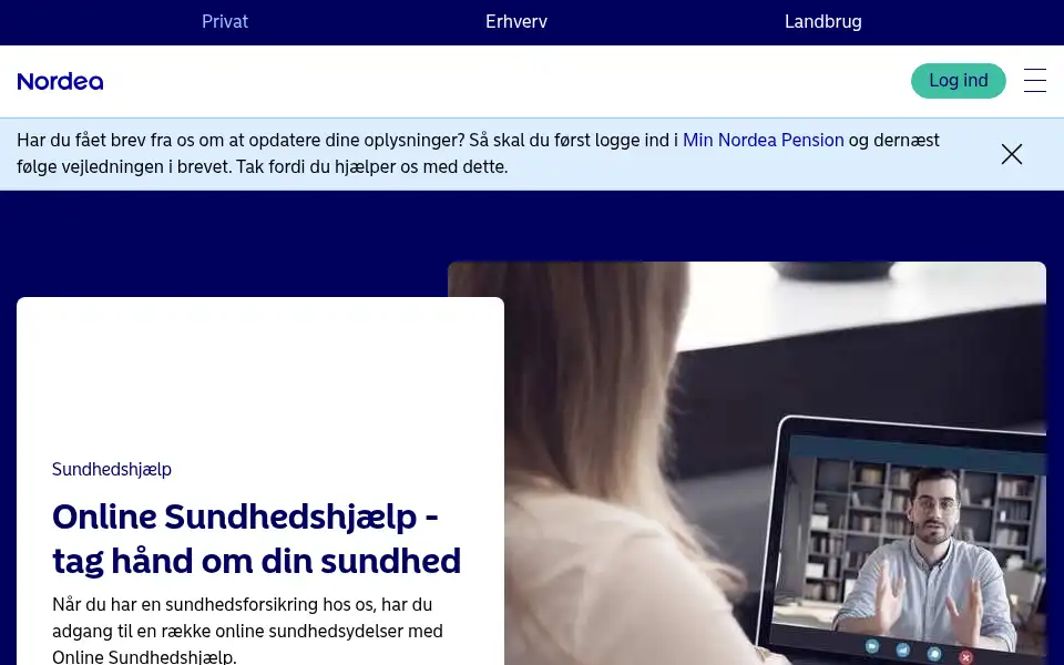 Screenshot of nordeapension.dk