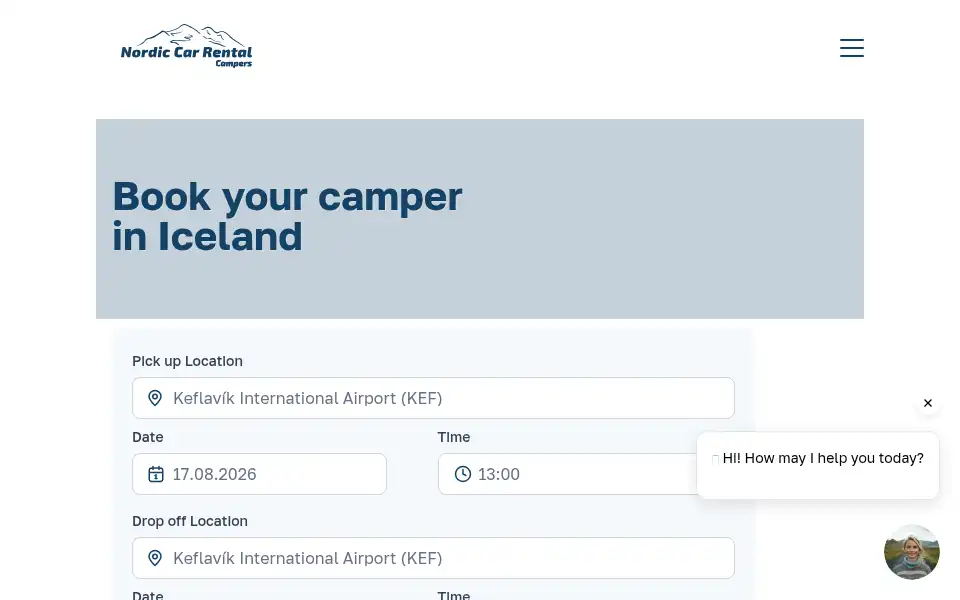Screenshot of nordiccampersiceland.com