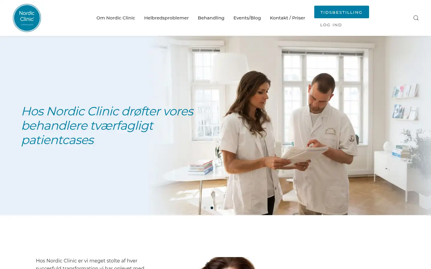 Screenshot of nordicclinic.dk