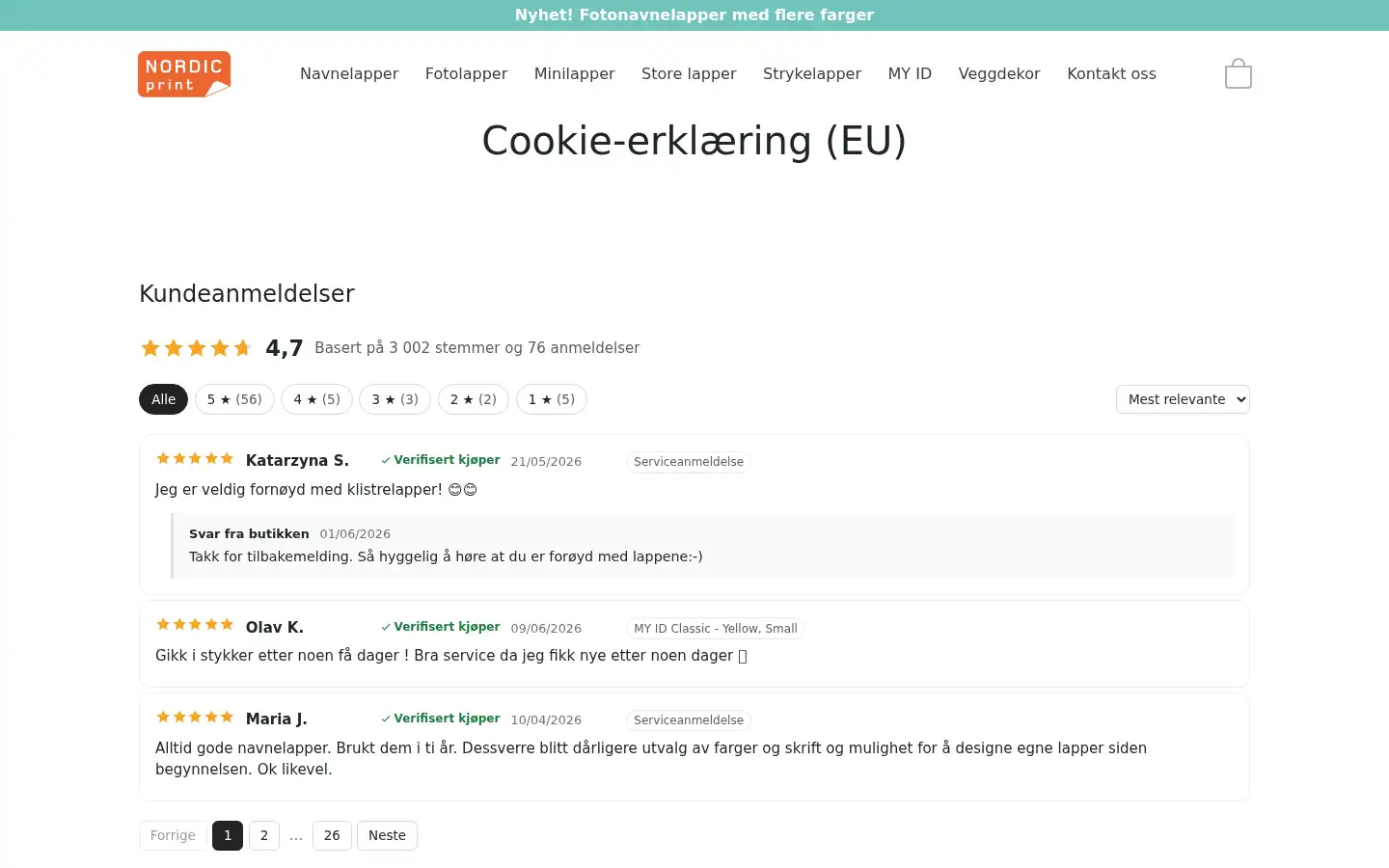 Screenshot of nordicprint.no