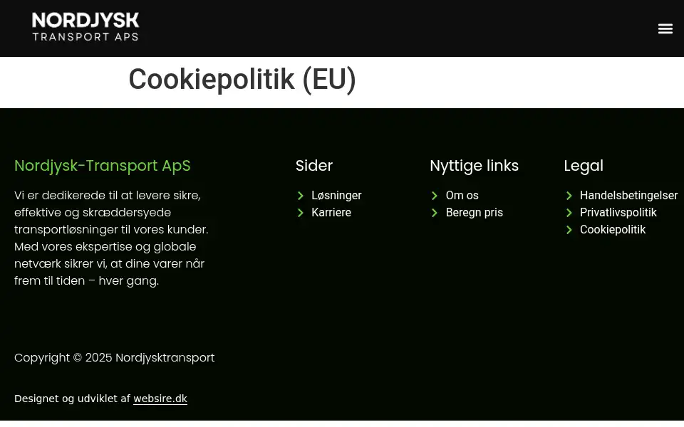 Screenshot of nordjysktransport.dk