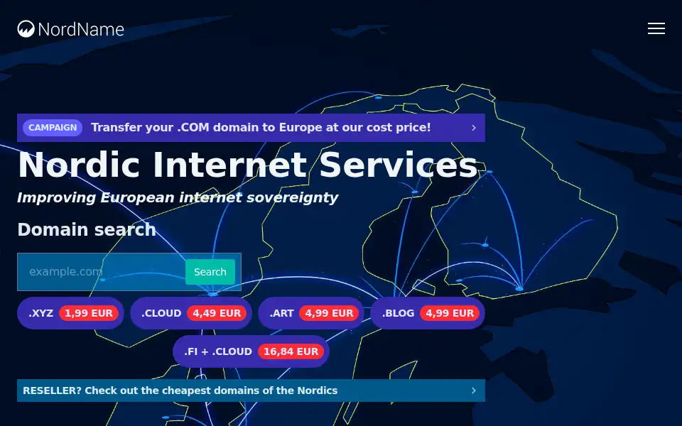 Screenshot of nordname.com