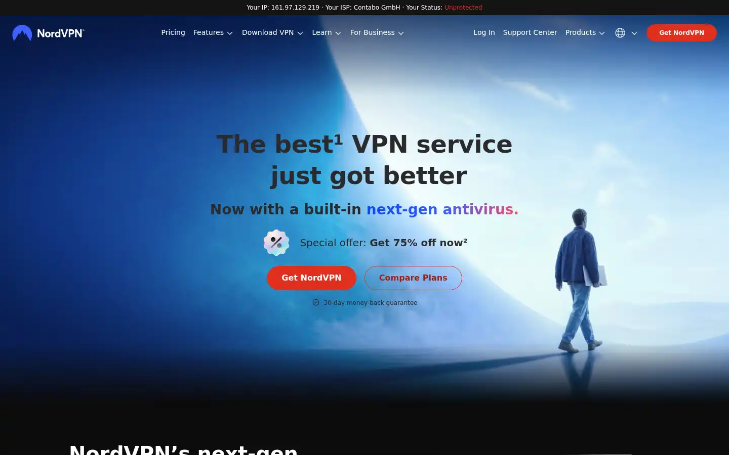 Screenshot of nordvpn.com