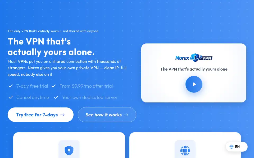 Screenshot of norexvpn.com