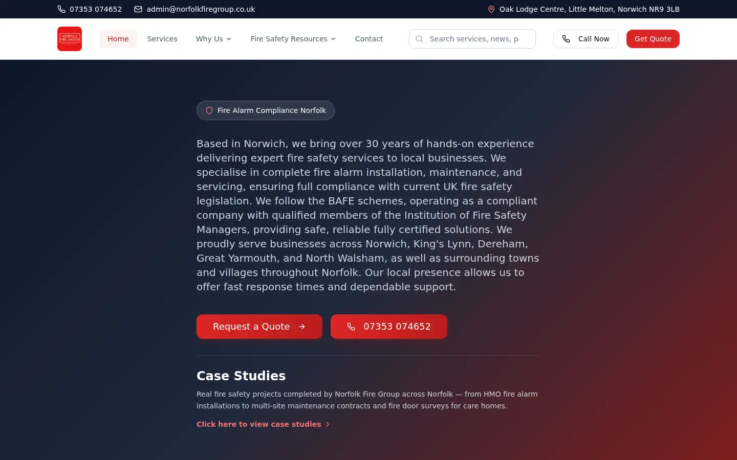 Screenshot of norfolkfiregroup.co.uk