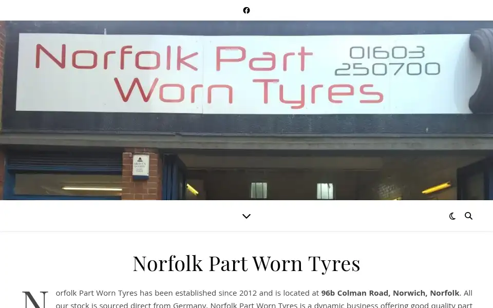 Screenshot of norfolkpartworntyres.co.uk