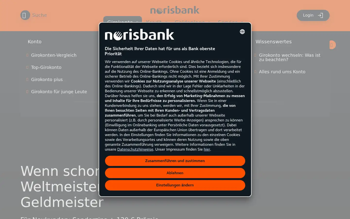 Screenshot of norisbank.de