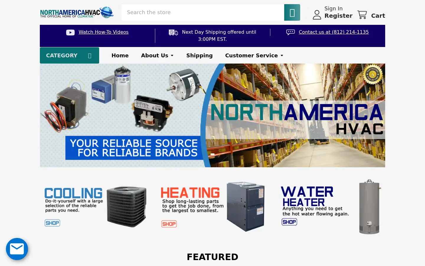 Screenshot of northamericahvac.com